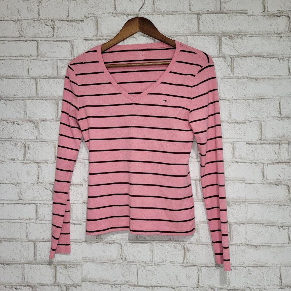 Tommy Hilfiger‎ stripe v-neck long sleeve